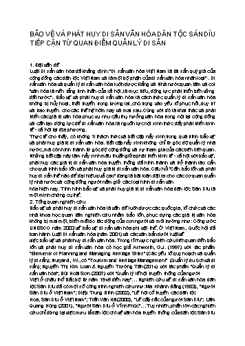 Tiểu luận Bảo vệ và phát huy di sản văn hóa dân tộc Sán Dìu: Tiếp cận từ quan điểm quản lý di sản