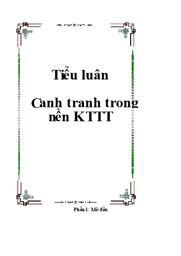 Tiểu luận Cạnh tranh trong nền kinh tế thị trường hiện nay