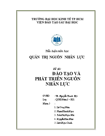 Tiểu luận Đào tạo và phát triển nguồn nhân lực