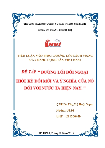 Tiểu luận Đường lối đối ngoại thời kỳ đổi mới và ý nghĩa của nó với nước ta hiện nay