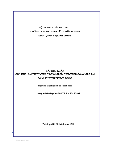 Tiểu luận Giải pháp cải thiện hoạt động đánh giá thực hiện công việc tại Công ty TNHH FRESCO FOODS