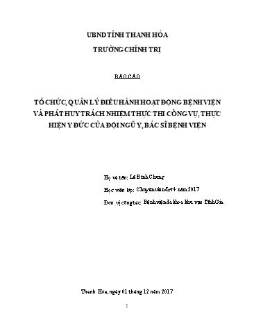 Tiểu luận Giải pháp nâng cao y đức của đội ngũ cán bộ Y tế ở Bệnh viện Đa khoa khu vực Tĩnh Gia