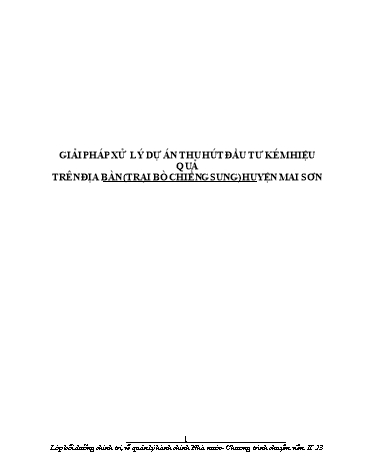 Tiểu luận Giải pháp xử lý dự án thu hút đầu kém hiệu quả trên địa bàn (Trại bò Chiềng Sung) huyện Mai Sơn