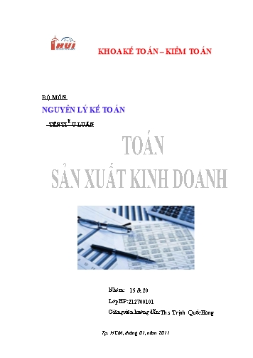 Tiểu luận Kế toán doanh nghiệp sản xuất kinh doanh