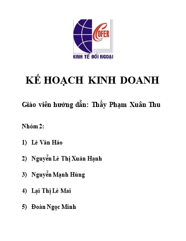 Tiểu luận Lập kế hoạch kinh doanh quán ăn đặc sản vùng miền