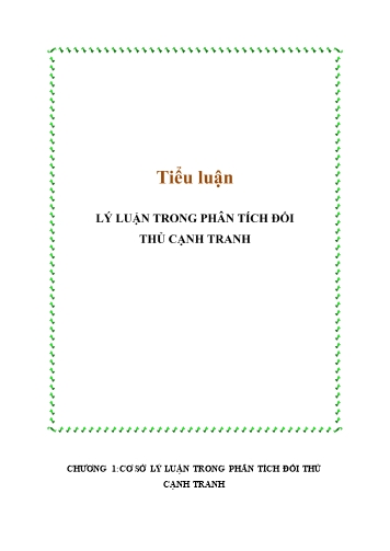 Tiểu luận Lí luận trong phân tích đối thủ cạnh tranh