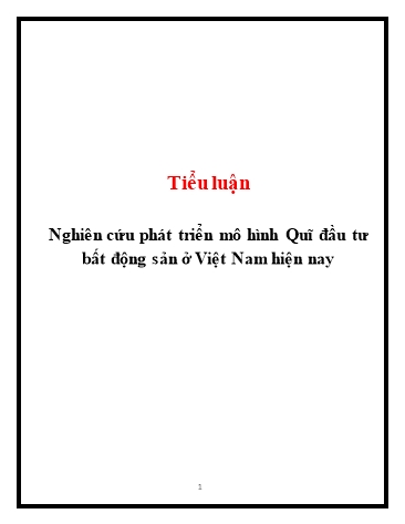 Tiểu luận Nghiên cứu phát triển mô hình Quỹ đầu tư bất động sản ở Việt Nam hiện nay