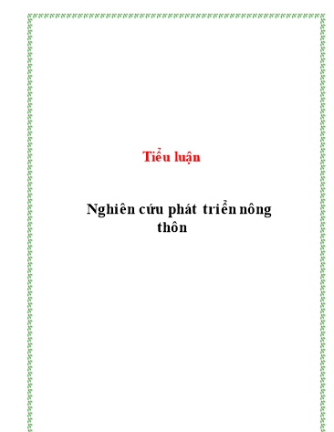 Tiểu luận Nghiên cứu phát triển nông thôn