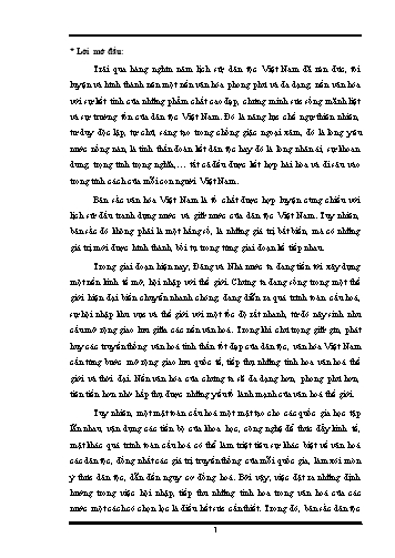 Tiểu luận Nhận thức về nền văn hóa tiên tiến đậm đà bản sắc dân tộc của Việt Nam
