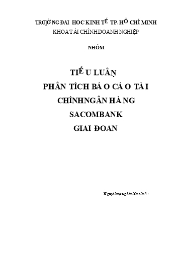 Tiểu luận Phân tích báo cáo tài chính ngân hàng Sacombank