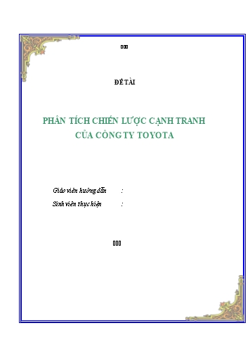 Tiểu luận Phân tích chiến lược cạnh tranh của Tập đoàn Toyota