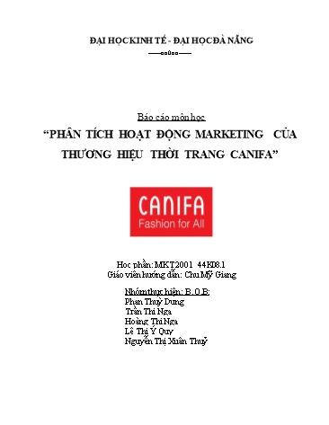 Tiểu luận Phân tích hoạt động marketing của thương hiệu thời trang Canifa