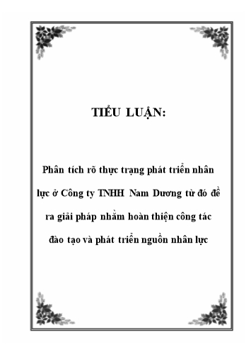 Tiểu luận Phân tích rõ thực trạng phát triển nhân lực ở Công ty TNHH Nam Dương từ đó đề ra giải pháp nhằm hoàn thiện công tác đào tạo và phát triển nguồn nhân lực