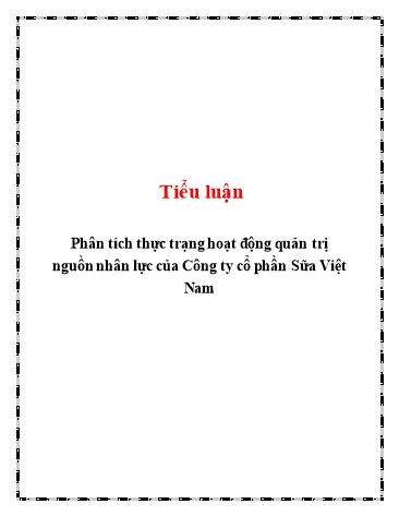 Tiểu luận Phân tích thực trạng hoạt động quản trị nguồn nhân lực của Công ty Cổ phần Sữa Việt Nam