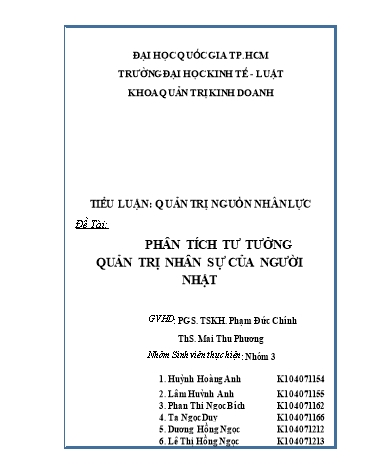 Tiểu luận Phân tích tư tưởng quản trị nhân sự của người Nhật