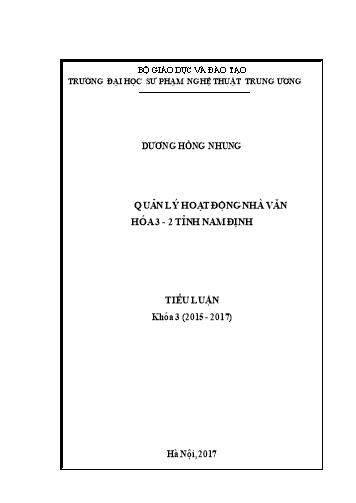 Tiểu luận Quản lý hoạt động nhà văn hóa 3-2 tỉnh Nam Định