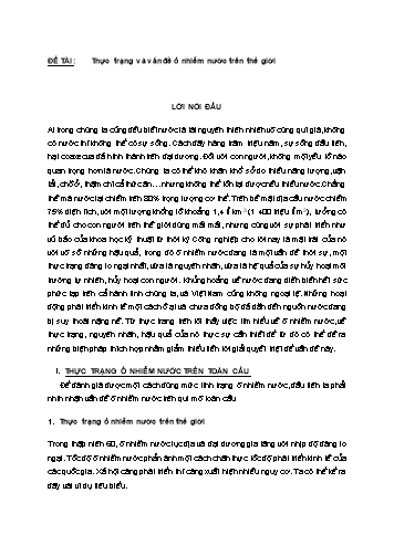 Tiểu luận Thực trạng và vấn đề ô nhiễm nước trên thế giới