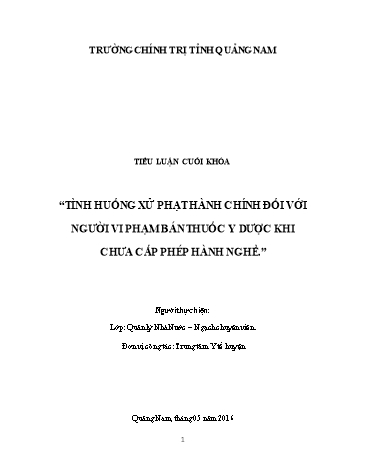 Tiểu luận Tình huống xử phạt hành chính đối với người vi phạm bán thuốc y dược khi chưa cấp phép hành nghề