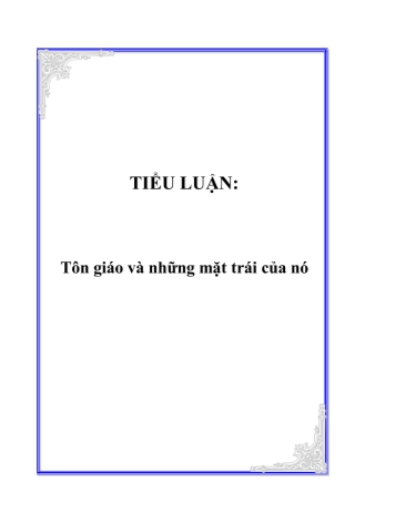 Tiểu luận Tôn giáo và những mặt trái của nó