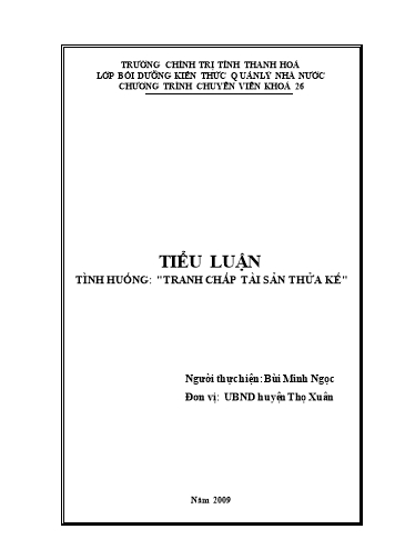 Tiểu luận Tranh chấp tài sản thừa kế