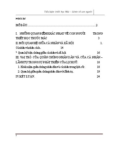 Tiểu luận Triết học Mác - Lênin về con người