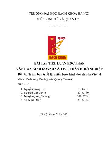 Tiểu luận Trình bày triết lý, chiến lược kinh doanh của Viettel