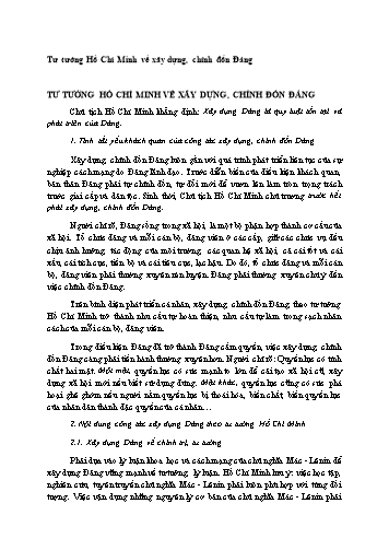 Tiểu luận Tư tưởng Hồ Chí Minh về xây dựng, chỉnh đốn Đảng
