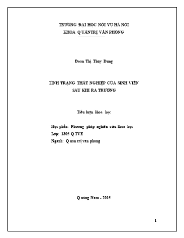 Tiểu luận Vấn đề thất nghiệp của sinh viên về tình trạng thất nghiệp của sinh viên sau khi ra trường