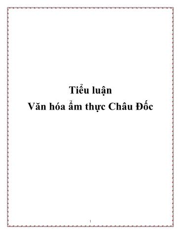 Tiểu luận Văn hóa ẩm thực Châu Đốc