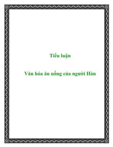 Tiểu luận Văn hóa ăn uống của người Hàn