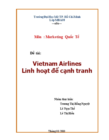 Tiểu luận Vietnam Airlines: Linh hoạt để cạnh tranh