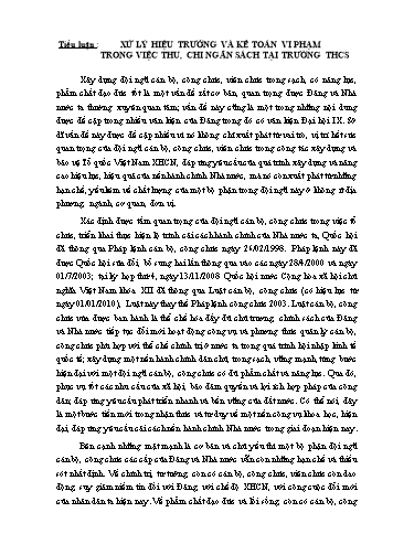 Tiểu luận Xử lý một Hiệu trưởng và kế toán vi phạm trong việc thu, chi tài chính tại trường THCS A, huyện B, tỉnh HT