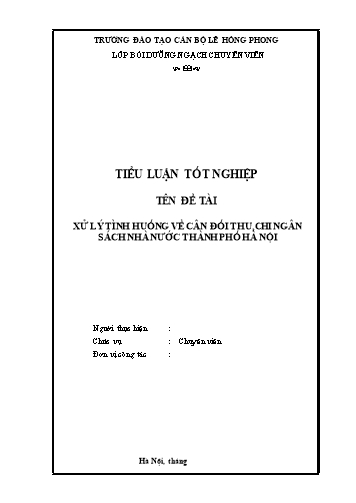 Tiểu luận Xử lý tình huống về cân đối thu chi ngân sách nhà nước Thành phố Hà Nội