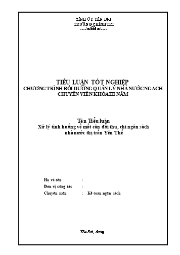 Tiểu luận Xử lý tình huống về mất cân đối thu, chi ngân sách nhà nước thị trấn Yên Thế