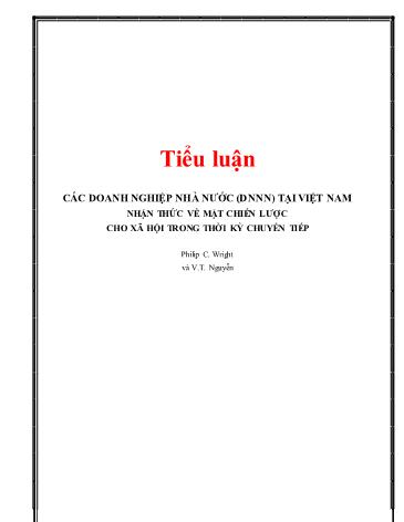 Tiểu luận Các doanh nghiệp nhà nước (DNNN) tại Việt Nam nhận thức về mặt chiến lược cho xã hội trong thời kỳ chuyển tiếp