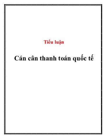 Tiểu luận Cán cân thanh toán quốc tế