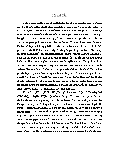 Tiểu luận Chính sách đối ngoại của Việt Nam với ASEAN từ năm 1991 đến nay