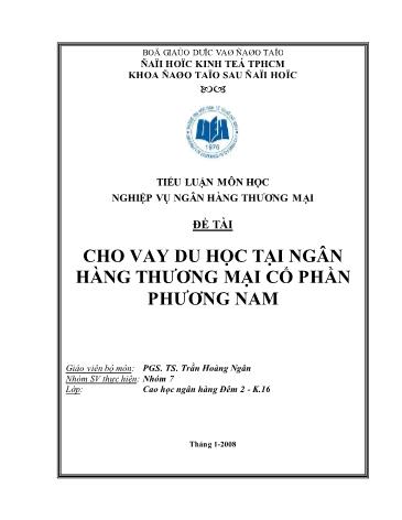 Tiểu luận Cho vay du học tại Ngân hàng Thương mại Cổ phần Phương Nam