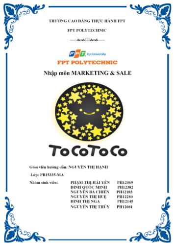 Tiểu luận Chức năng marketing & sale trong thương hiệu trà sữa Tocotoco