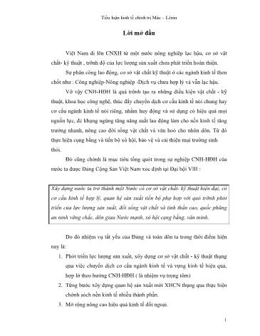 Tiểu luận Chuyển dịch cơ cấu nền kinh tế theo hướng công nghiệp hóa, hiện đại hóa