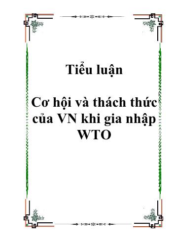 Tiểu luận Cơ hội và thách thức của Việt Nam khi gia nhập WTO