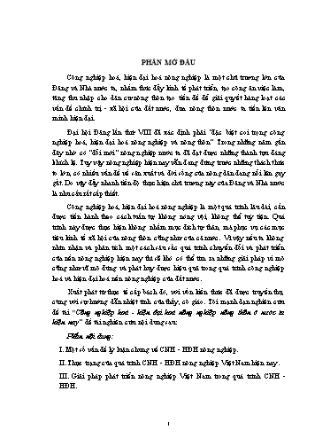 Tiểu luận Công nghiệp hoá, hiện đại hoá nông nghiệp nông thôn ở nước ta hiện nay