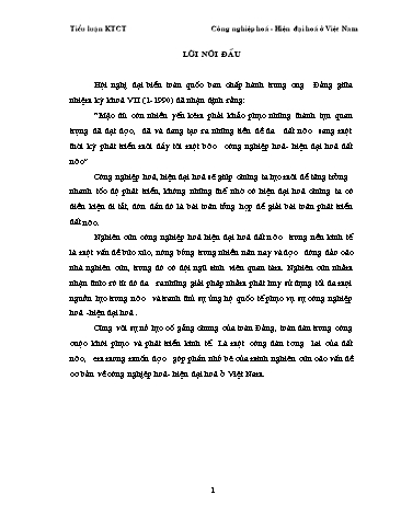 Tiểu luận Công nghiệp hoá, hiện đại hoá ở Việt Nam