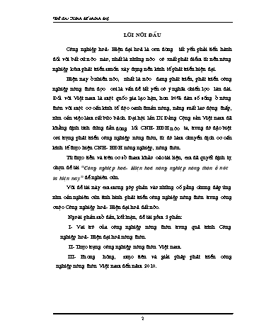 Tiểu luận Công nghiệp hoá, hiện hoá nông nghiệp nông thôn ở nước ta hiện nay