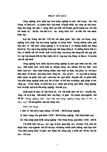 Tiểu luận Công nghiệp hoá và hiện hoá nông nghiệp nông thôn ở nước ta hiện nay