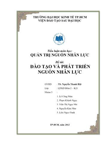 Tiểu luận Đào tạo và phát triển nguồn nhân lực