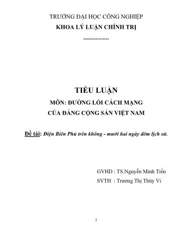 Tiểu luận Điện Biên Phủ trên không - Mười hai ngày đêm lịch sử