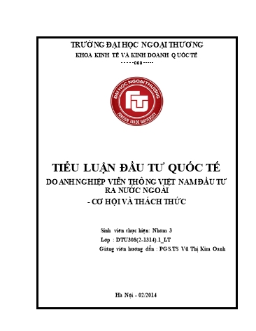 Tiểu luận Doanh nghiệp viễn thông Việt Nam đầu tư ra nước ngoài - Cơ hội và thách thức