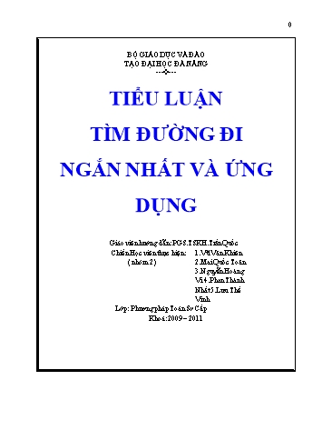 Tiểu luận Đường đi ngắn nhất và ứng dụng