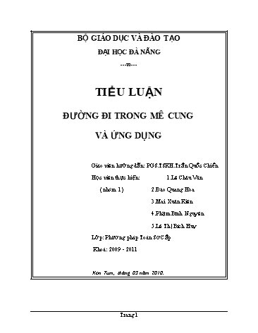 Tiểu luận Đường đi trong mê cung và ứng dụng